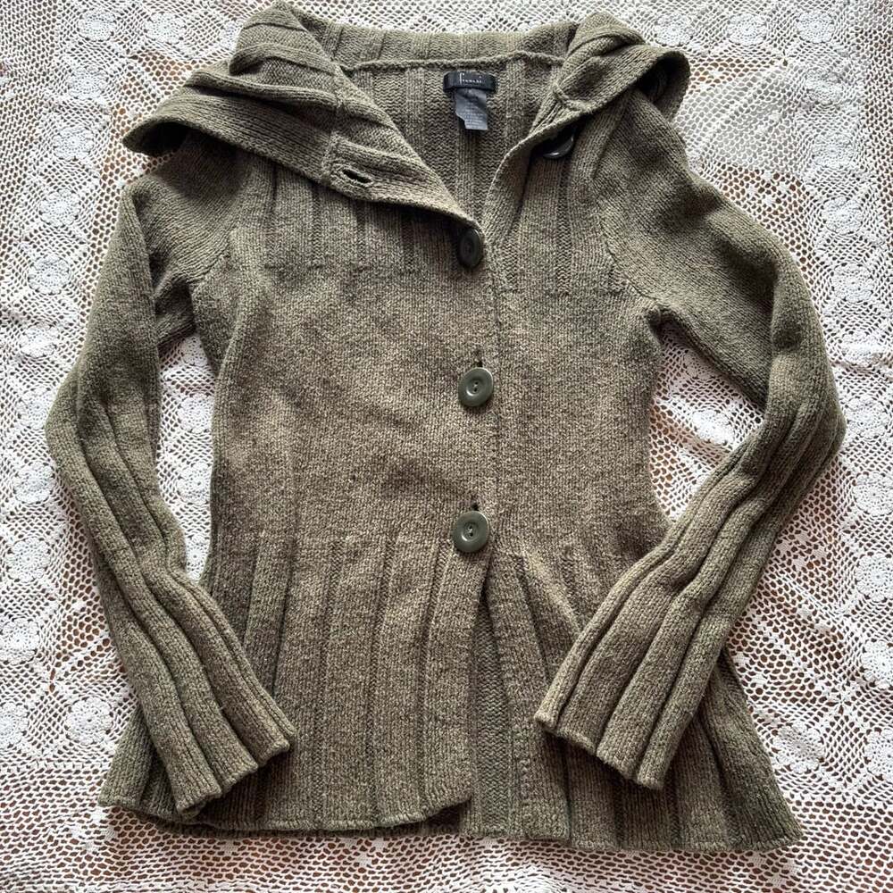 Frenchi Hooded Cardigan Sweater Green